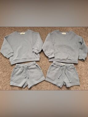LAST CHANCE* Axel & Rose Matching Waffle Knit Set - Light Blue Sizes 2/3T & 4/5T